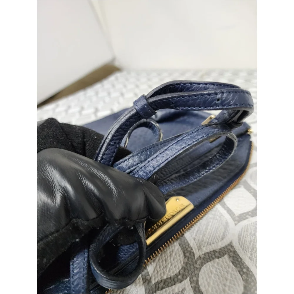 BURBERRY Heritage Grain Leather Small Chichester Crossbody Bag Navy Blue